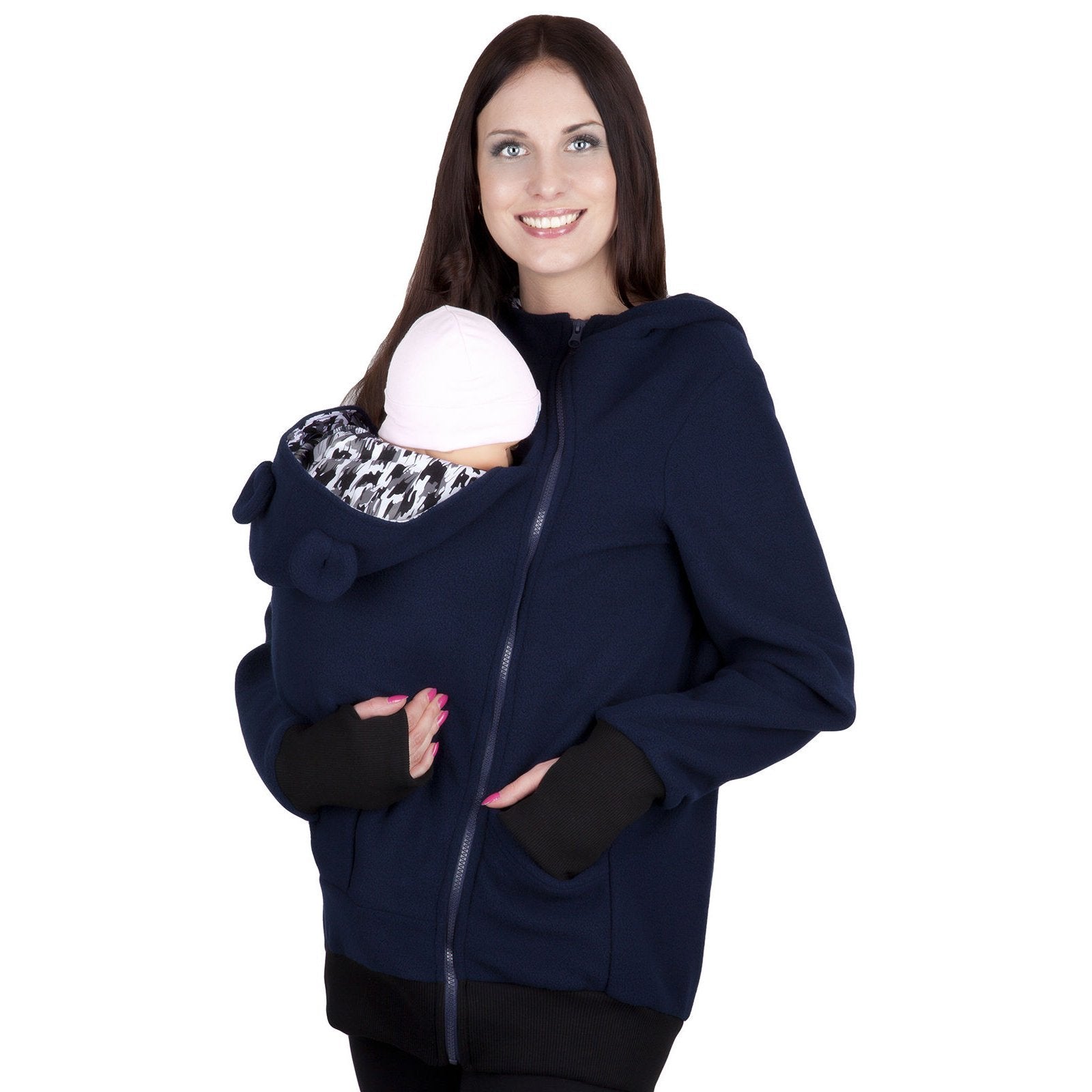 BuyKangaroo Baby Wear Warm Zipper Long Coat Jacket Hoodie for Mom Now Cheaper With 3 - 5 Days Ship - PajamasBuy