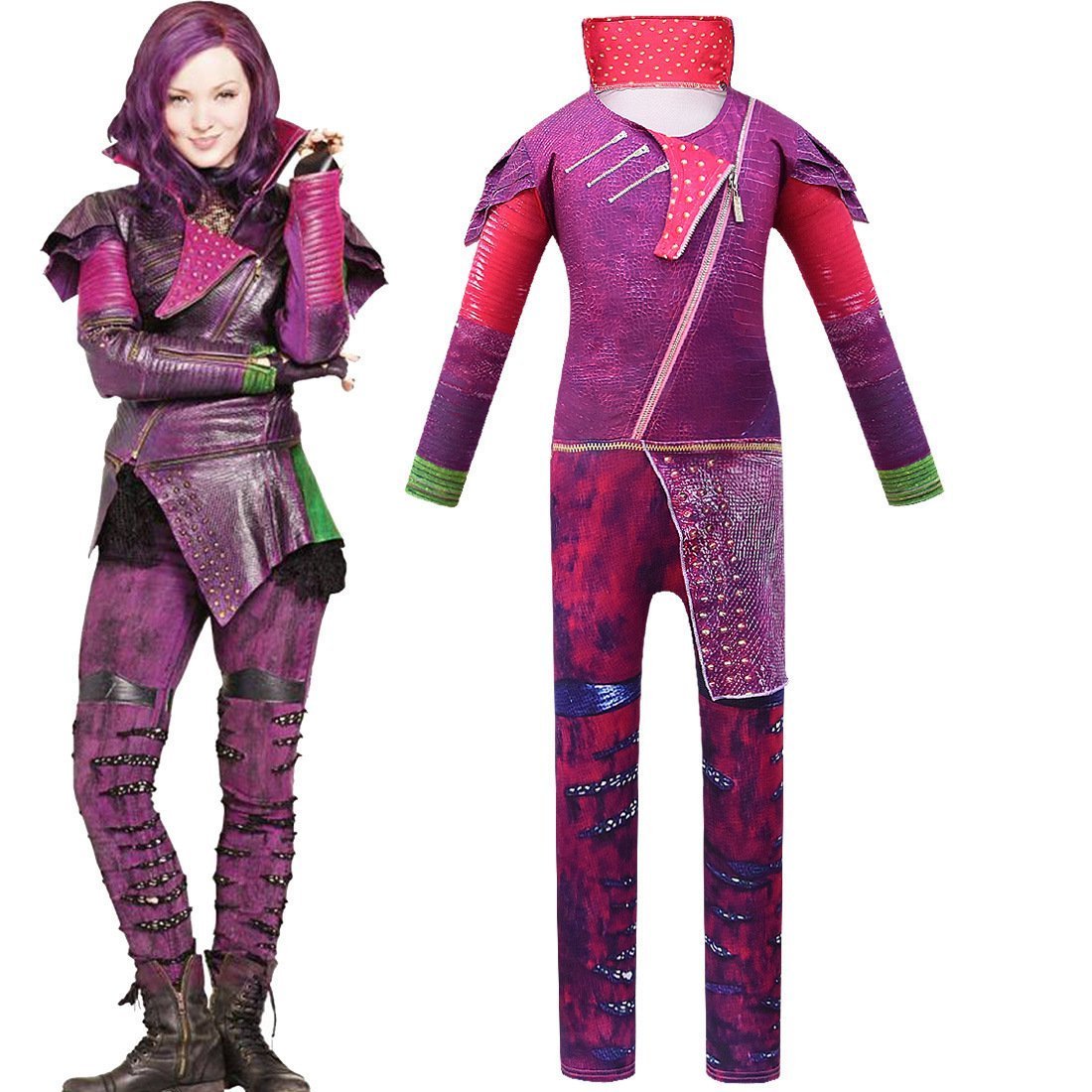 BuyKids Descendants Mal Cosplay Zentai Suit Costume Children Jumpsuit Bodysuit Outfits Now Cheaper With 3 - 5 Days Ship - PajamasBuy