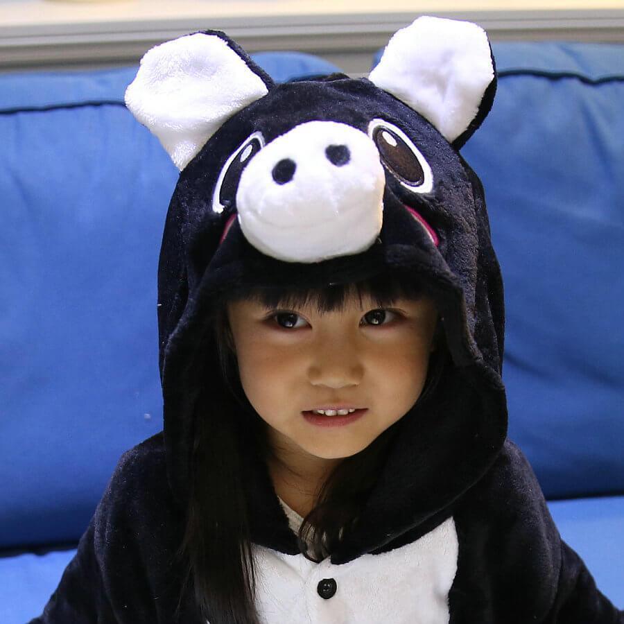 BuyKids Onesie Hoodie Black Pig Animal Pajamas Kigurumi Costume Now Cheaper With 3 - 5 Days Ship - PajamasBuy