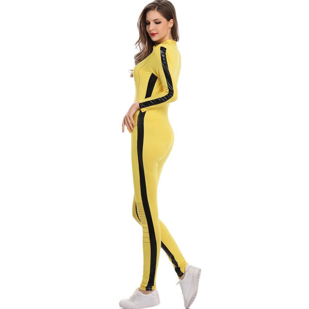 BuyKill Bill Cosplay Costume Yellow Bodycon Jumpsuit Motorcycle Night Club Racer Zentai Suits for Women Now Cheaper With 3 - 5 Days Ship - PajamasBuy