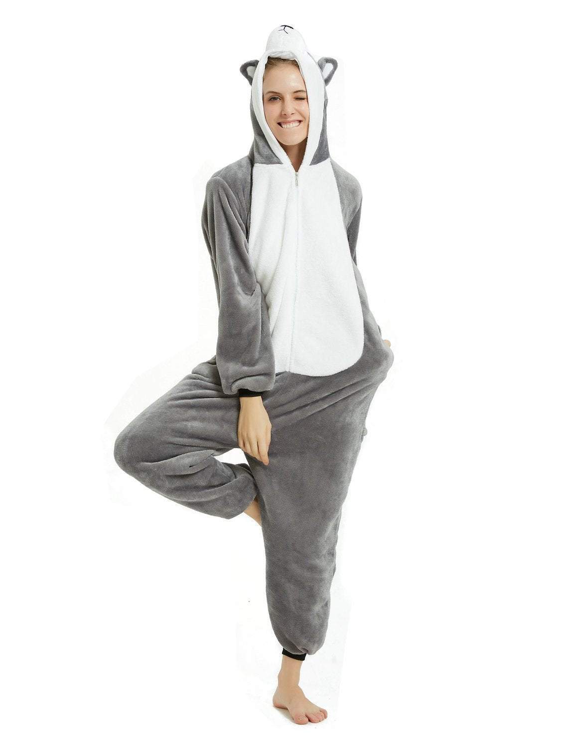 BuyLong - haired Husky Dog Kigurumi Onesies Pajamas Costume Now Cheaper With 3 - 5 Days Ship - PajamasBuy