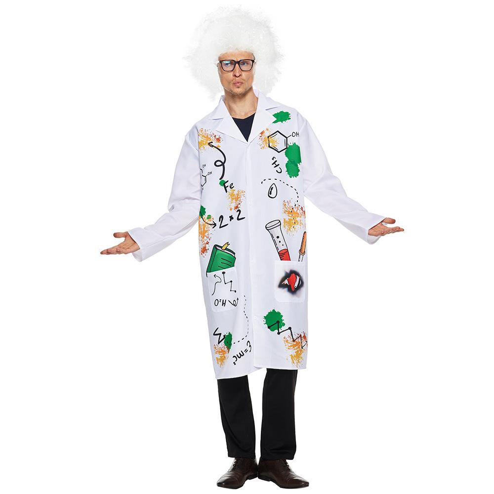 BuyMad Scientist Coat with Wig Halloween carnival costume for Adult Now Cheaper With 3 - 5 Days Ship - PajamasBuy