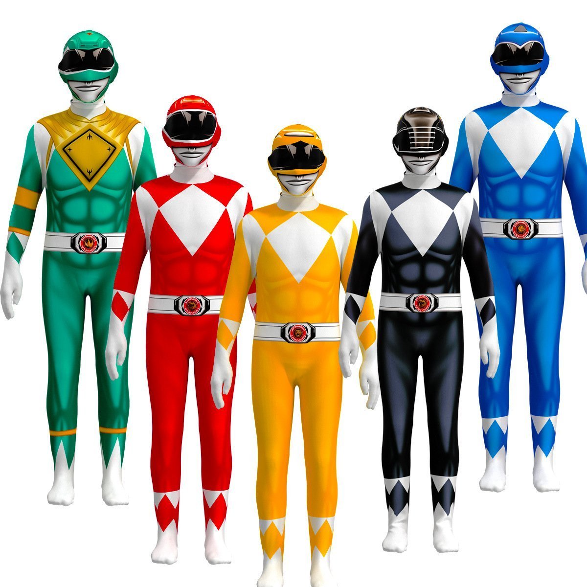 BuyMighty Morphin Power Rangers Costume Kids Superhero Bodysuit Halloween jumpsuits onesies Now Cheaper With 3 - 5 Days Ship - PajamasBuy