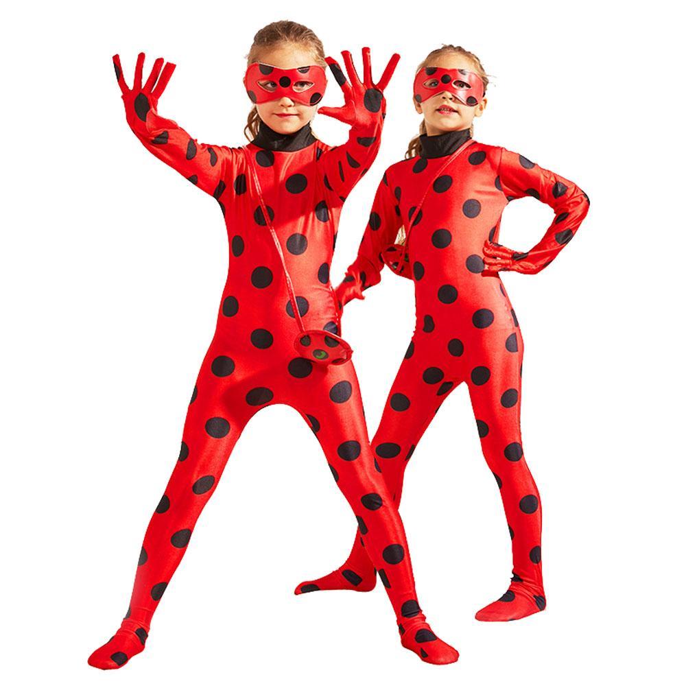 BuyMiraculous Ladybug Cosplay Costume Kids Zentai Bodysuit Halloween Jumpsuit for Girls Boys Now Cheaper With 3 - 5 Days Ship - PajamasBuy