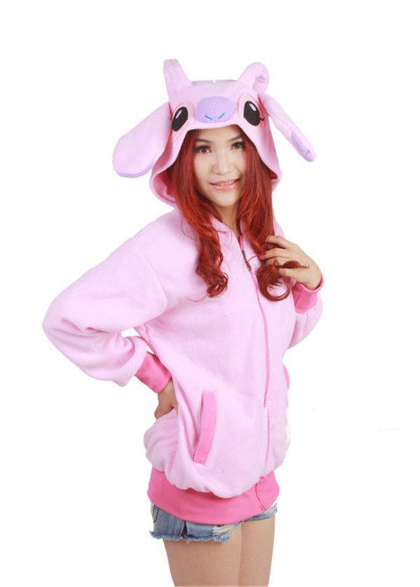 BuyNew Pink Stitch Zip - up Hoodie Long Sleeve Cosplay Costume Now Cheaper With 3 - 5 Days Ship - PajamasBuy