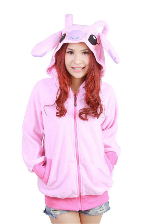 BuyNew Pink Stitch Zip - up Hoodie Long Sleeve Cosplay Costume Now Cheaper With 3 - 5 Days Ship - PajamasBuy