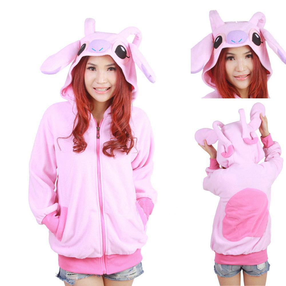 BuyNew Pink Stitch Zip - up Hoodie Long Sleeve Cosplay Costume Now Cheaper With 3 - 5 Days Ship - PajamasBuy