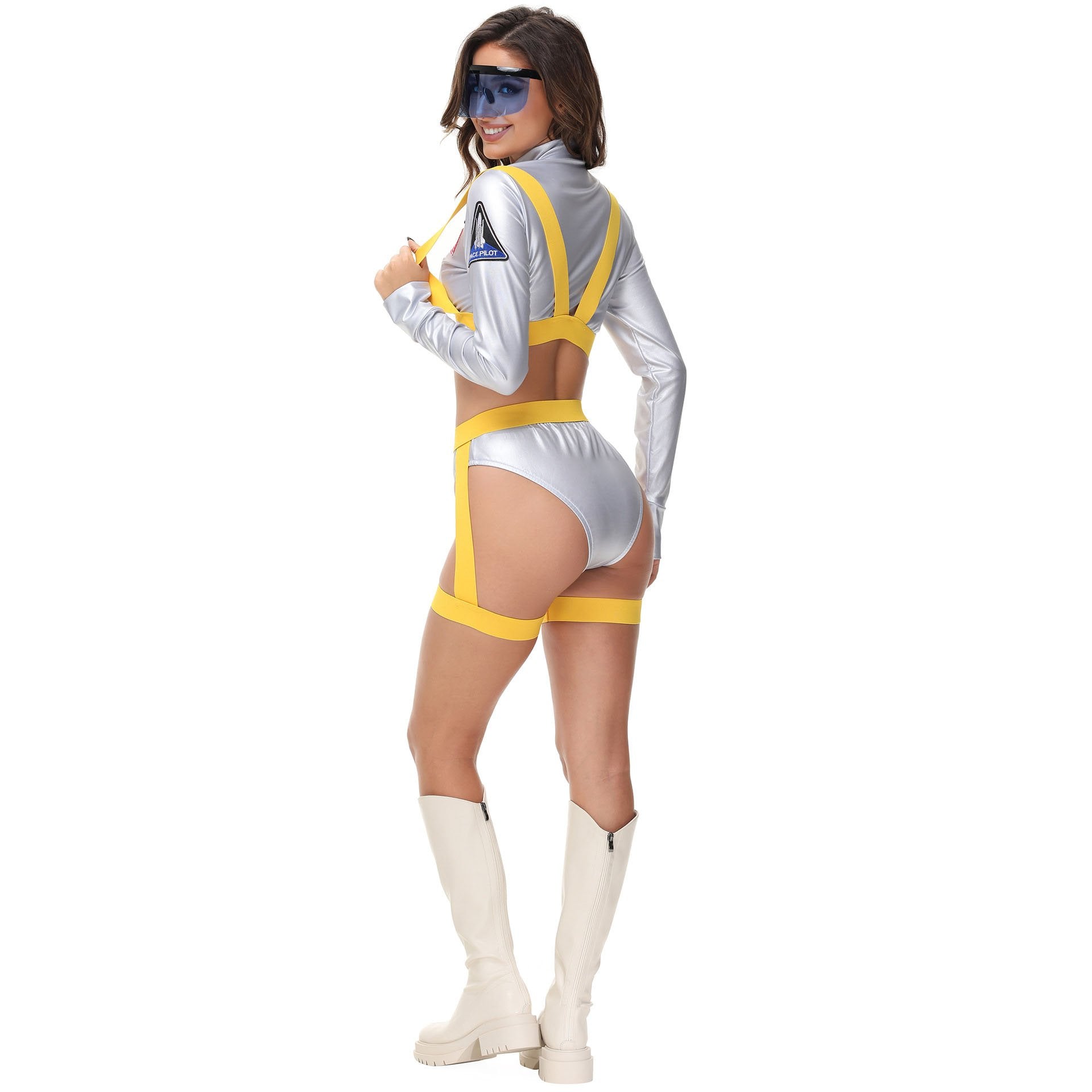 BuyNightclub Fun Gold Stamped Space Suit Astronaut Female Costume Music Festival Halloween Now Cheaper With 3 - 5 Days Ship - PajamasBuy