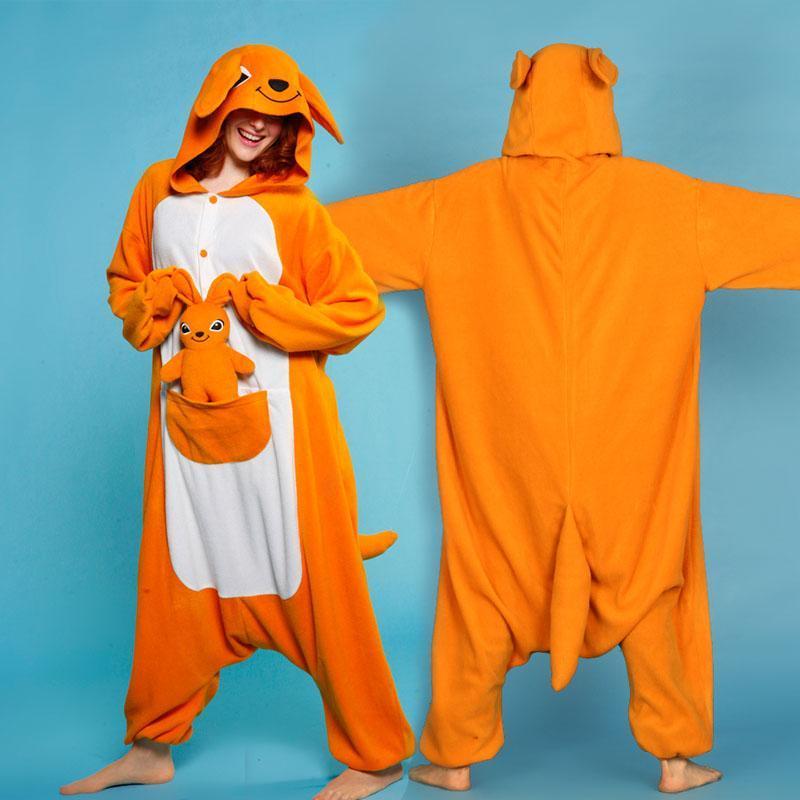 BuyOrange Kangaroo Onesies Hoodie Kigurumi Costume Pajamas Now Cheaper With 3 - 5 Days Ship - PajamasBuy