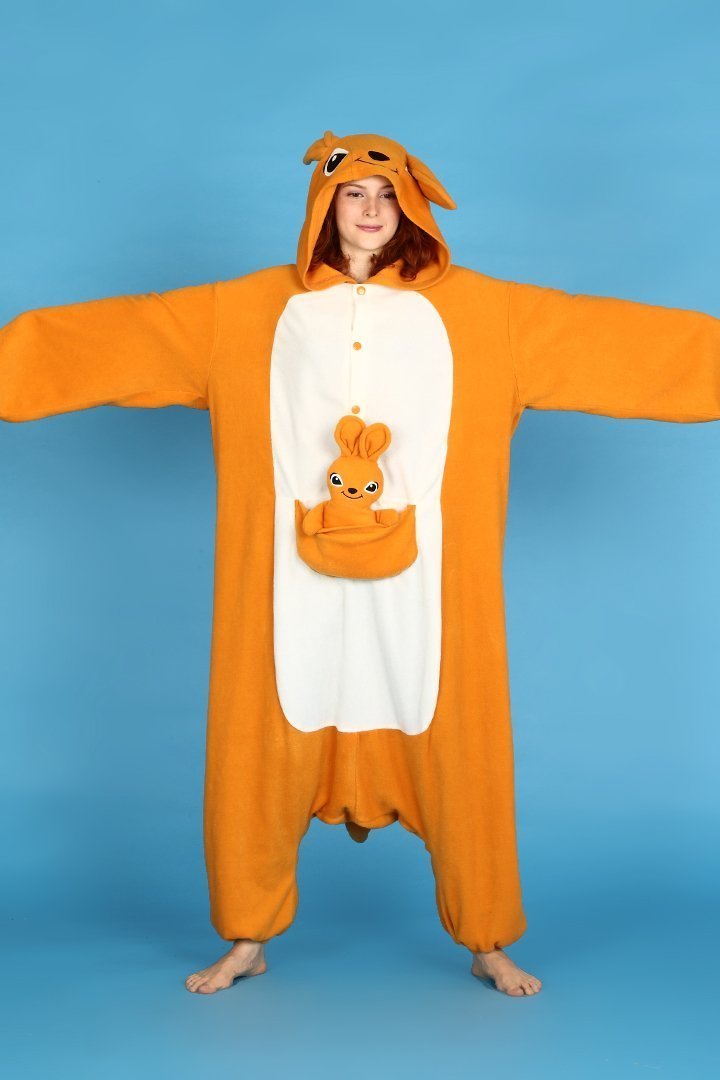 BuyOrange Kangaroo Onesies Hoodie Kigurumi Costume Pajamas Now Cheaper With 3 - 5 Days Ship - PajamasBuy