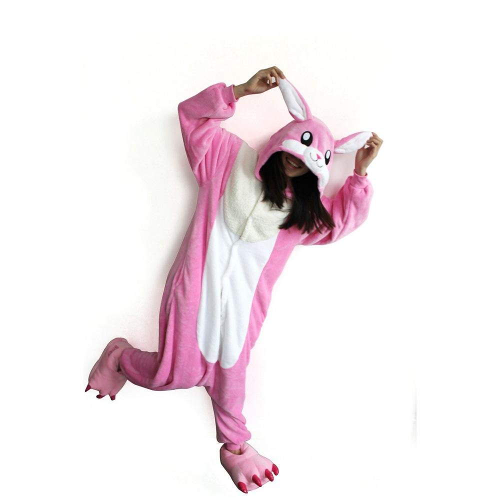 BuyPink Rabbit Onesies Hoodie Pajamas Animal Costume Kigurumi Now Cheaper With 3 - 5 Days Ship - PajamasBuy