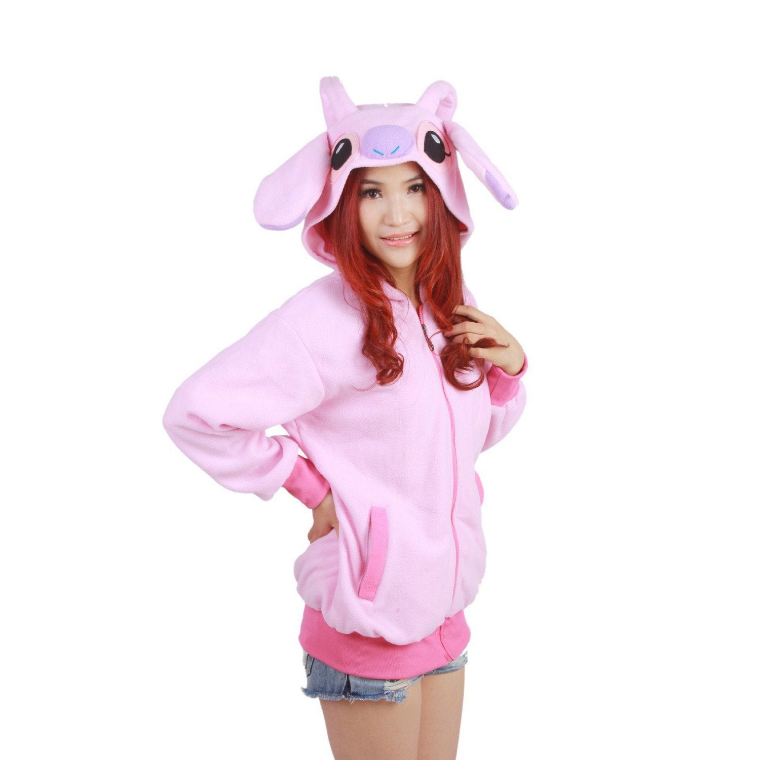 BuyPink Stitch Long Sleeve Cartoon Kigurumi Cotton Hoodie Coat Jacket Now Cheaper With 3 - 5 Days Ship - PajamasBuy