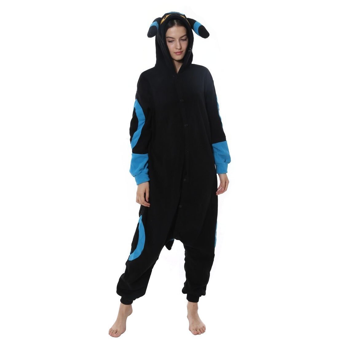 BuyPokemon Blue Umbreon Eevee Kigurumi Onesie Hoodie Costume Pajamas Black Pajamas Now Cheaper With 3 - 5 Days Ship - PajamasBuy