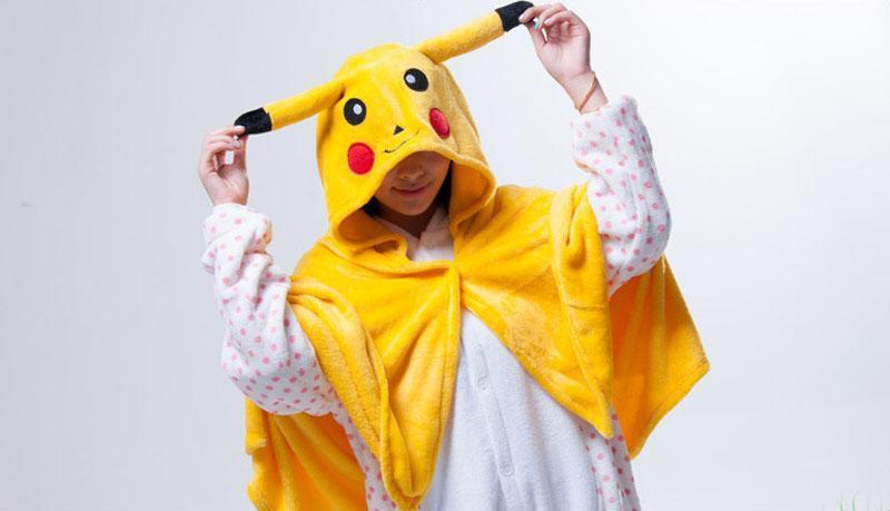 BuyPokemon Kigurumi Pikachu Cosplay Costume Hoodie Cloak Now Cheaper With 3 - 5 Days Ship - PajamasBuy