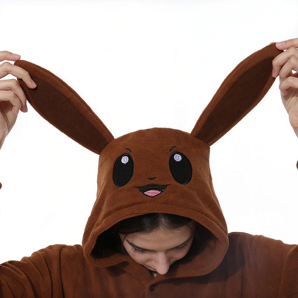 Pokemon Original Eevee Kigurumi Onesie Hoodie Costume Pajamas Brown Pajamas - Pajamasbuy