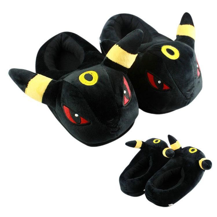 BuyPokemon plush Slippers Black Eevee soft toy shoes indoor Now Cheaper With 3 - 5 Days Ship - PajamasBuy