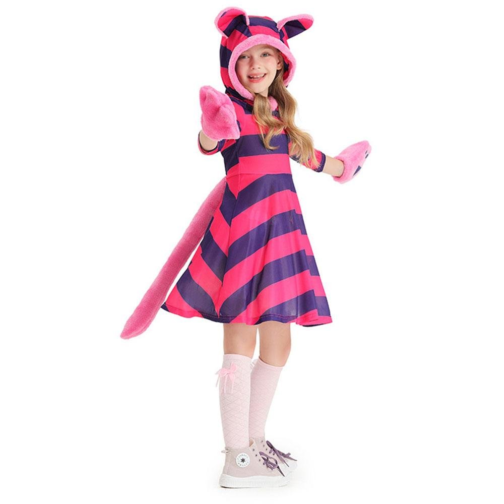 BuyPurple Striped The Cheshire Cat Dress Halloween Outfits Carnival Cosplay Costume For Kids Now Cheaper With 3 - 5 Days Ship - PajamasBuy