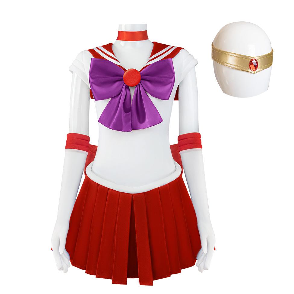 BuySailor Moon Hino Rei Sailor Mars Cosplay Costume Red Uniform Dress Outfits Halloween Now Cheaper With 3 - 5 Days Ship - PajamasBuy