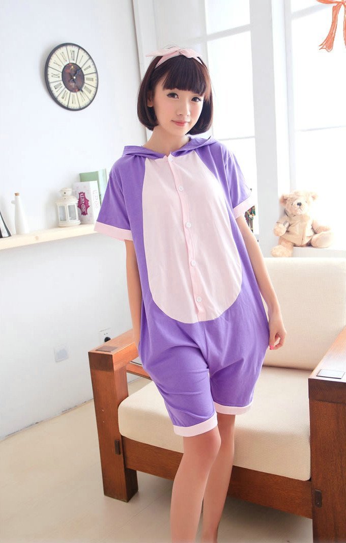 BuySailor moon Purple Cat Luna Animal Onesie Pajamas Short Sleeve Now Cheaper With 3 - 5 Days Ship - PajamasBuy