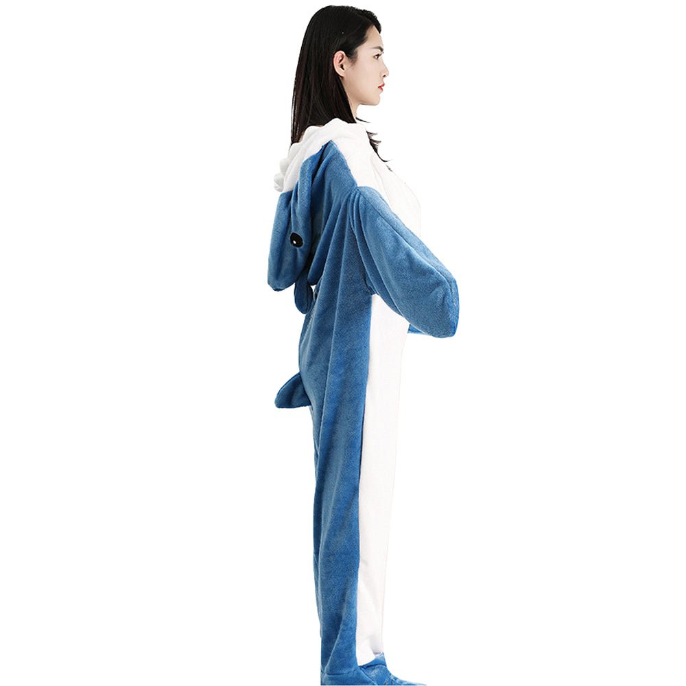 BuyShark Blanket Sleeping Bag Loose Onesies Pajamas Adult Super Soft Fleece Hoodie Now Cheaper With 3 - 5 Days Ship - PajamasBuy