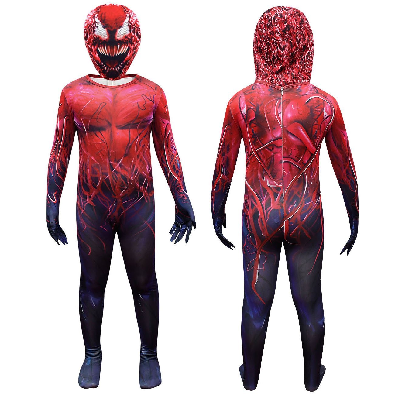 BuySpider - Man CARNAGE RED VENOM Costume For Kids Deluxe Zentai Cosplay Jumpsuits With Head Mask Halloween Now Cheaper With 3 - 5 Days Ship - PajamasBuy