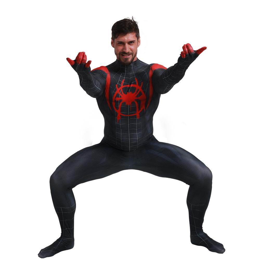 BuySpider - Man Into the Spider - Verse Miles Morales Costume Adults Cosplay Party Jumpsuit Halloween Now Cheaper With 3 - 5 Days Ship - PajamasBuy