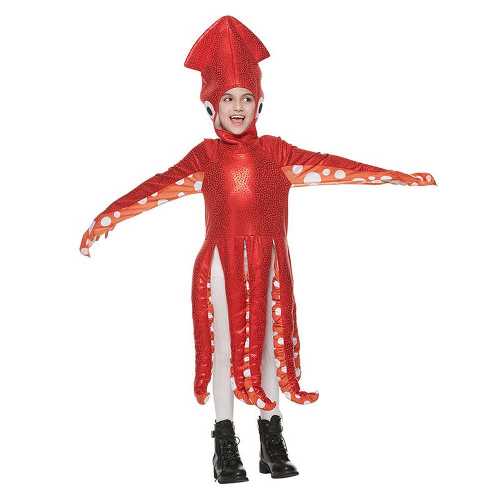 BuySquid Costume Red Leggings Jumpsuit Marine Life Cosplay Halloween Christmas School Party for Kids Now Cheaper With 3 - 5 Days Ship - PajamasBuy