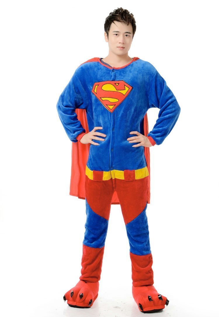 BuySuper Hero Supermen Adult Unisex Onesies Kigurumi Costumes Pajamas Now Cheaper With 3 - 5 Days Ship - PajamasBuy