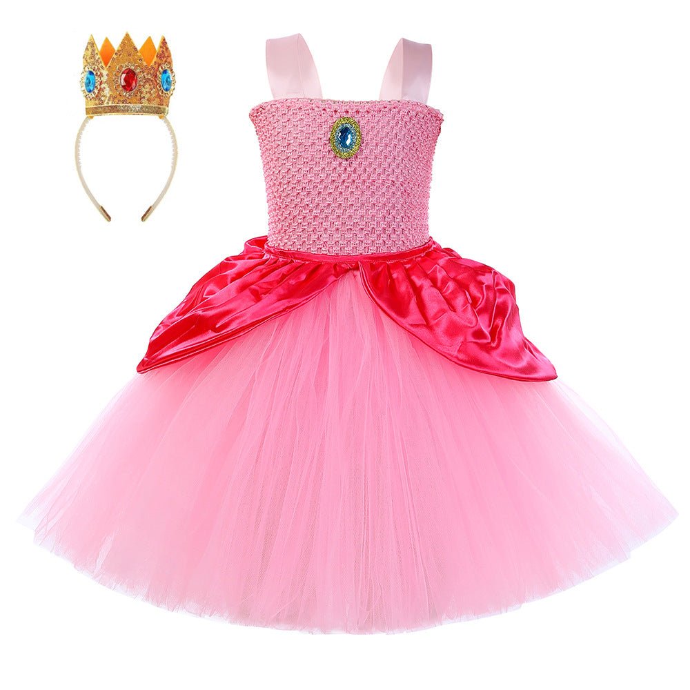 BuySuper Mario Bros Princess Peach Kids dress TUTU party dress cosplay Now Cheaper With 3 - 5 Days Ship - PajamasBuy