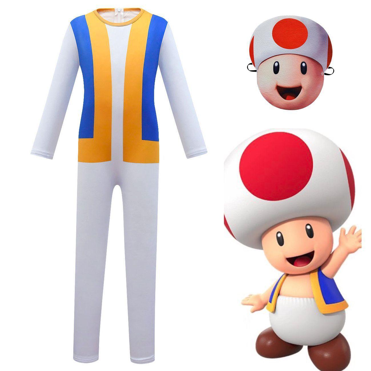 Super Mario Bros Toad Kids Jumpsuit Outfits Cosplay Party Costume - Pajamasbuy