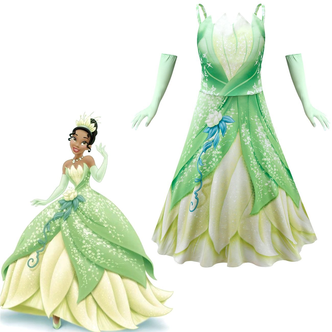 BuyThe Princess and The Frog Tiana Cosplay Costume Girl Princess Dress Halloween Outfit Now Cheaper With 3 - 5 Days Ship - PajamasBuy