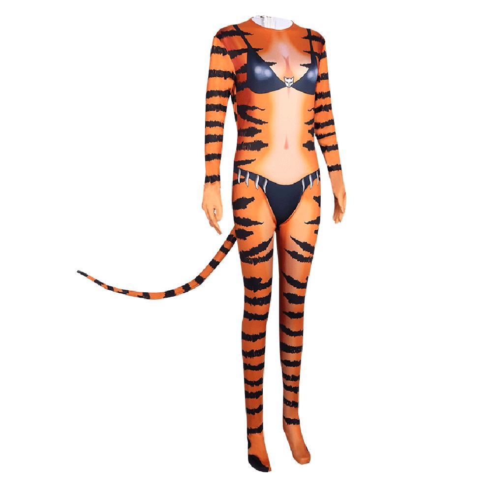 BuyTiger Stripes Animal Cosplay Zentai Costume Jumpsuit Bodysuit Outfits Adult Now Cheaper With 3 - 5 Days Ship - PajamasBuy