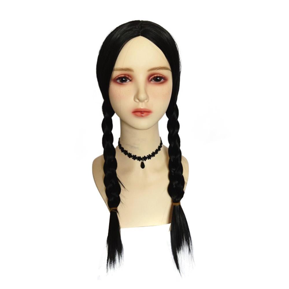 BuyWednesday Addams Wig The Addams Family Cosplay Black middle part braid wigs For Adult Now Cheaper With 3 - 5 Days Ship - PajamasBuy