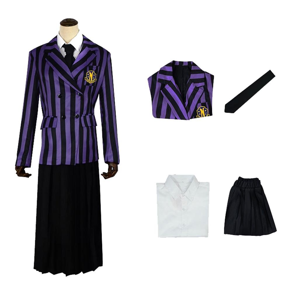 BuyWednesday Costume The Addams Family Cosplay Costumes Purple Skirt Suit For Adult Now Cheaper With 3 - 5 Days Ship - PajamasBuy