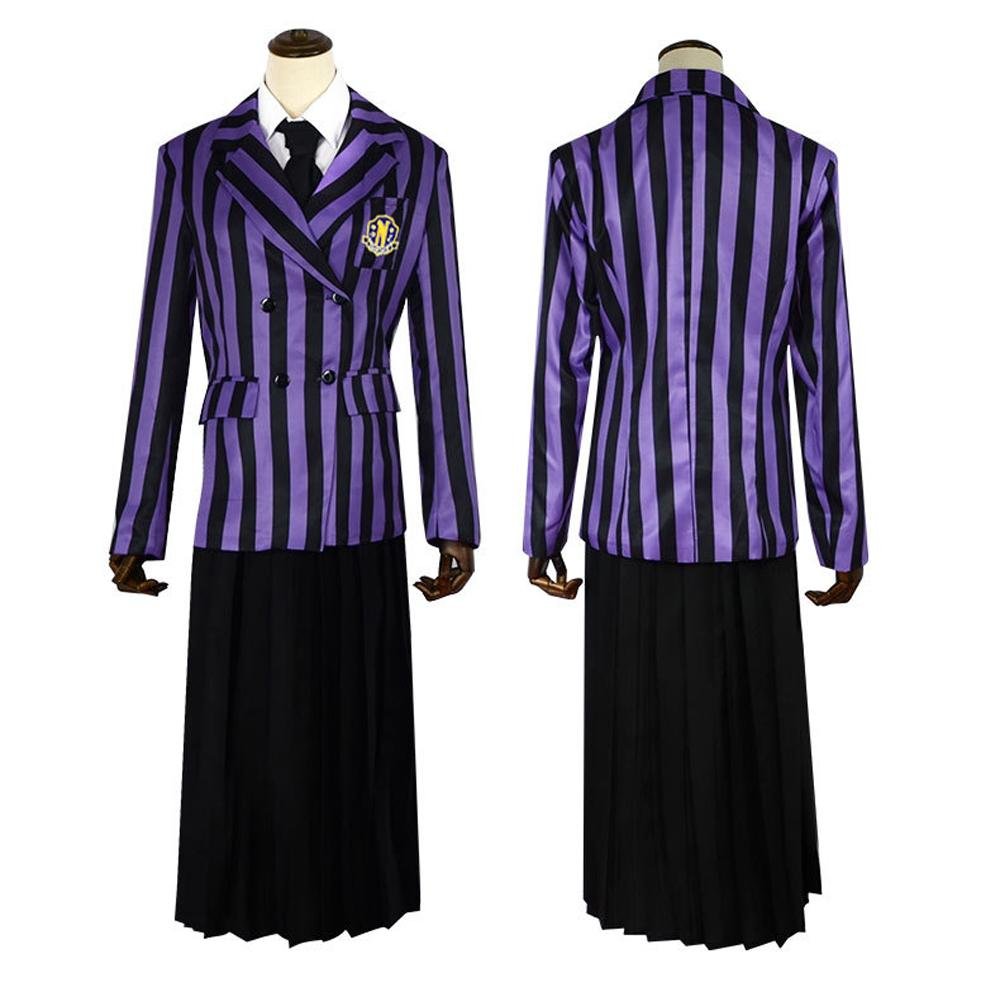 BuyWednesday Costume The Addams Family Cosplay Costumes Purple Skirt Suit For Adult Now Cheaper With 3 - 5 Days Ship - PajamasBuy