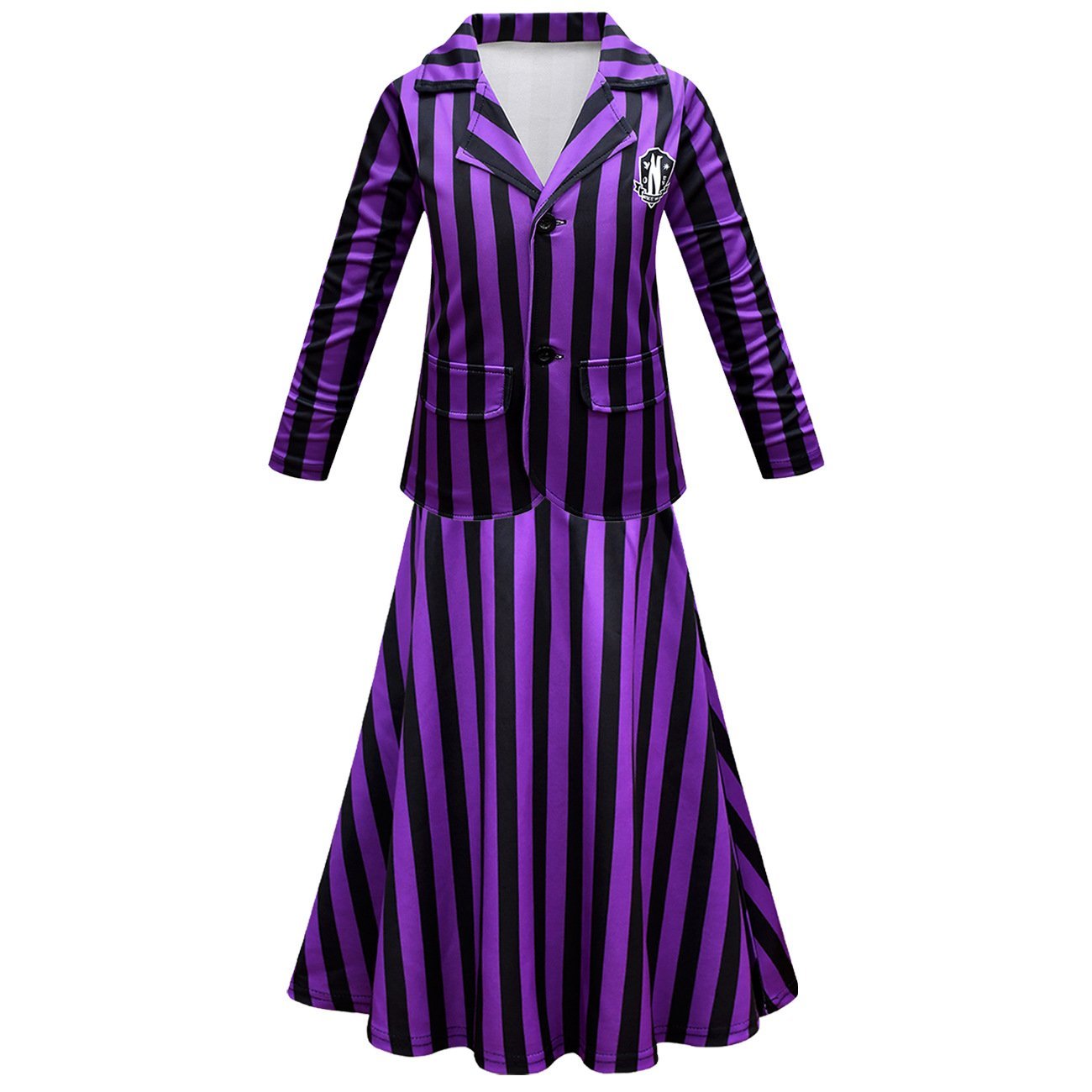 BuyWednesday Costume The Addams Family Cosplay Long Sleeve suit skirt For Kids Now Cheaper With 3 - 5 Days Ship - PajamasBuy