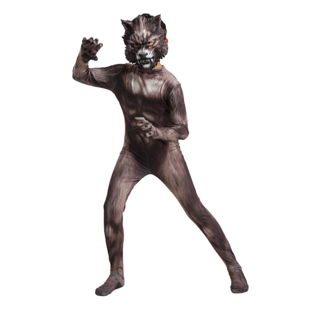 BuyWerewolf Kid costume scary Halloween 3D Zentai Bodysuit Now Cheaper With 3 - 5 Days Ship - PajamasBuy