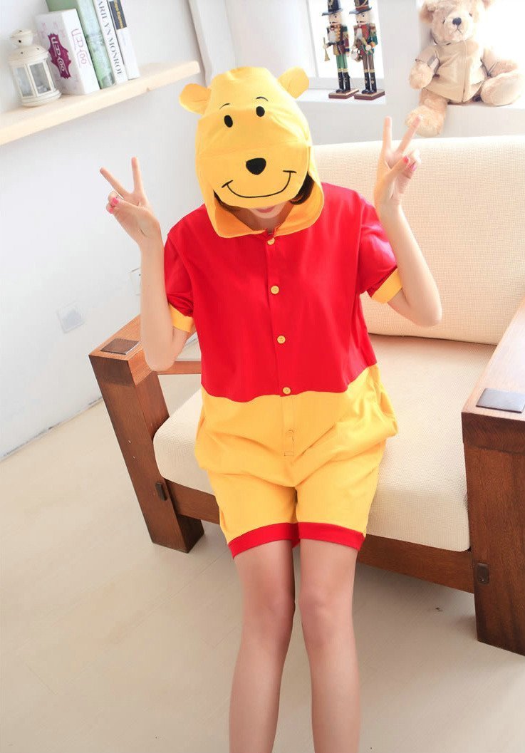 BuyWinnie the Pooh Pajamas Onesie Hoodie Kigurumi Short Sleeve Now Cheaper With 3 - 5 Days Ship - PajamasBuy