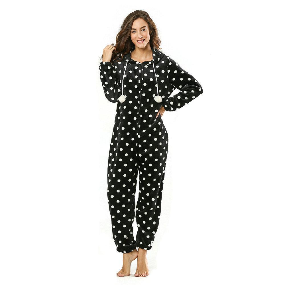 BuyWomen Dot Pattern Hoodie women jumpsuits onesies Onesies Pajamas Sleepwear Now Cheaper With 3 - 5 Days Ship - PajamasBuy