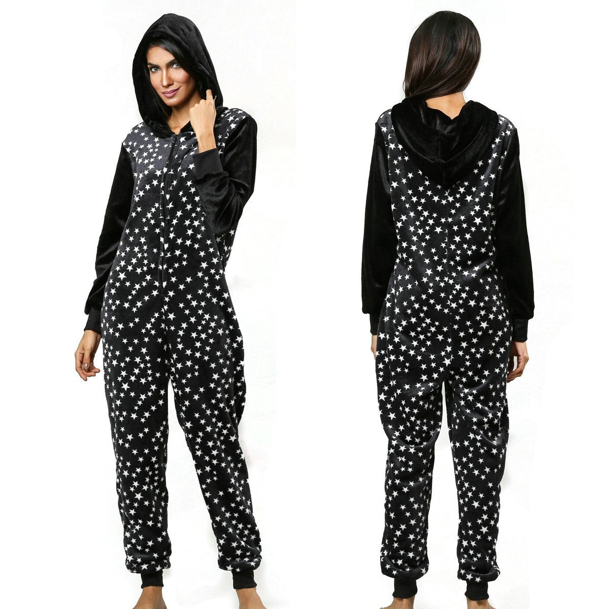 BuyWomen Star Print Hoodie Womens jumpsuits onesies Onesies Pajamas Sleepwear Now Cheaper With 3 - 5 Days Ship - PajamasBuy