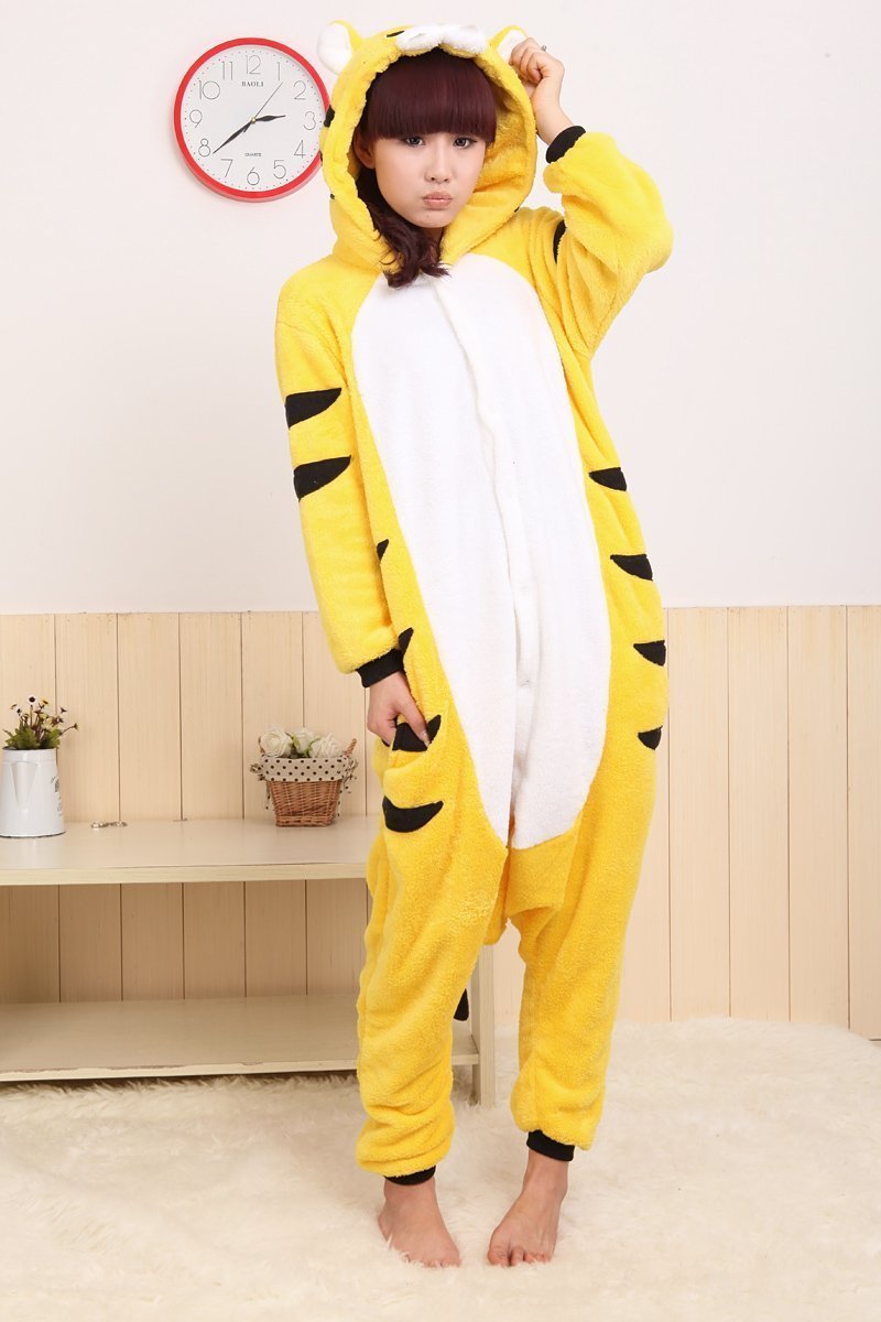 BuyYellow Tiger Pajamas Onesies Animal Kigurumi Hoodie Costume Now Cheaper With 3 - 5 Days Ship - PajamasBuy