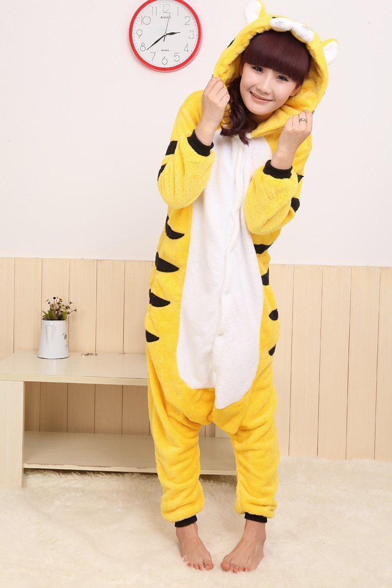 BuyYellow Tiger Pajamas Onesies Animal Kigurumi Hoodie Costume Now Cheaper With 3 - 5 Days Ship - PajamasBuy